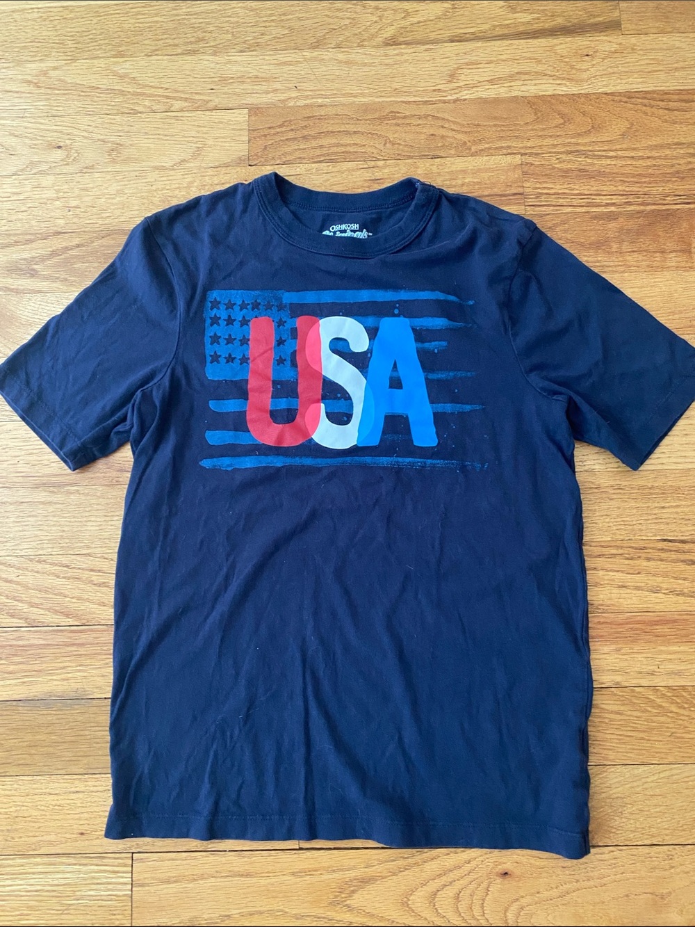 OshKosh  Navy Short Sleeve T-Shirt with Red White Blue USA Graphic